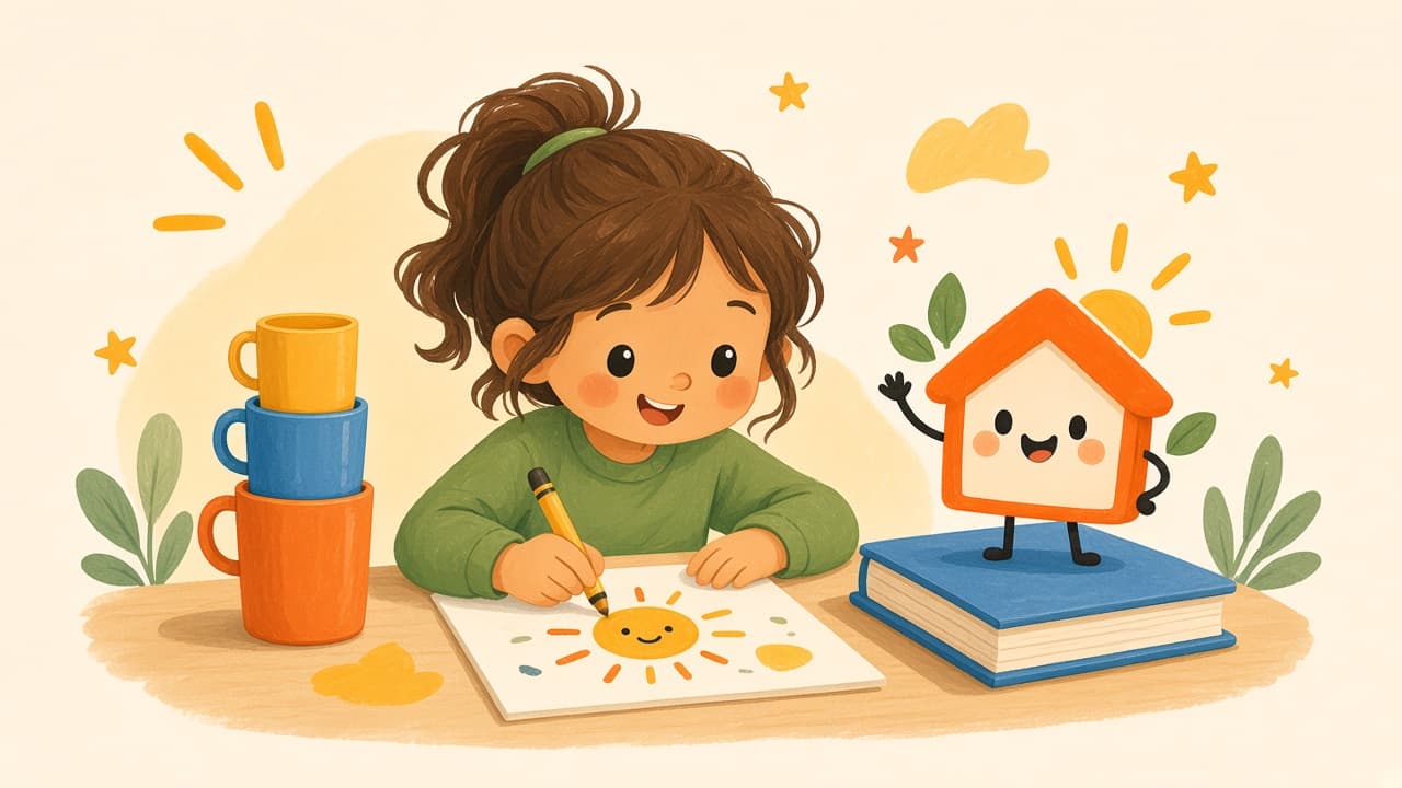 A child focused on a simple hands-on activity at home